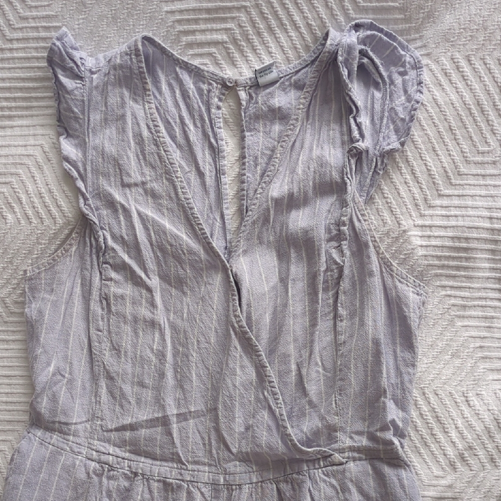 Old Navy Light Purple / Lavender Pinstripe Ruffled Jumpsuit - Picture 3 of 8